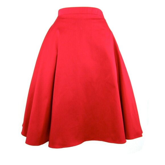 Hemet | Skirts | Vintage Inspired Circle Skirt Red Full Circle Skirt ...